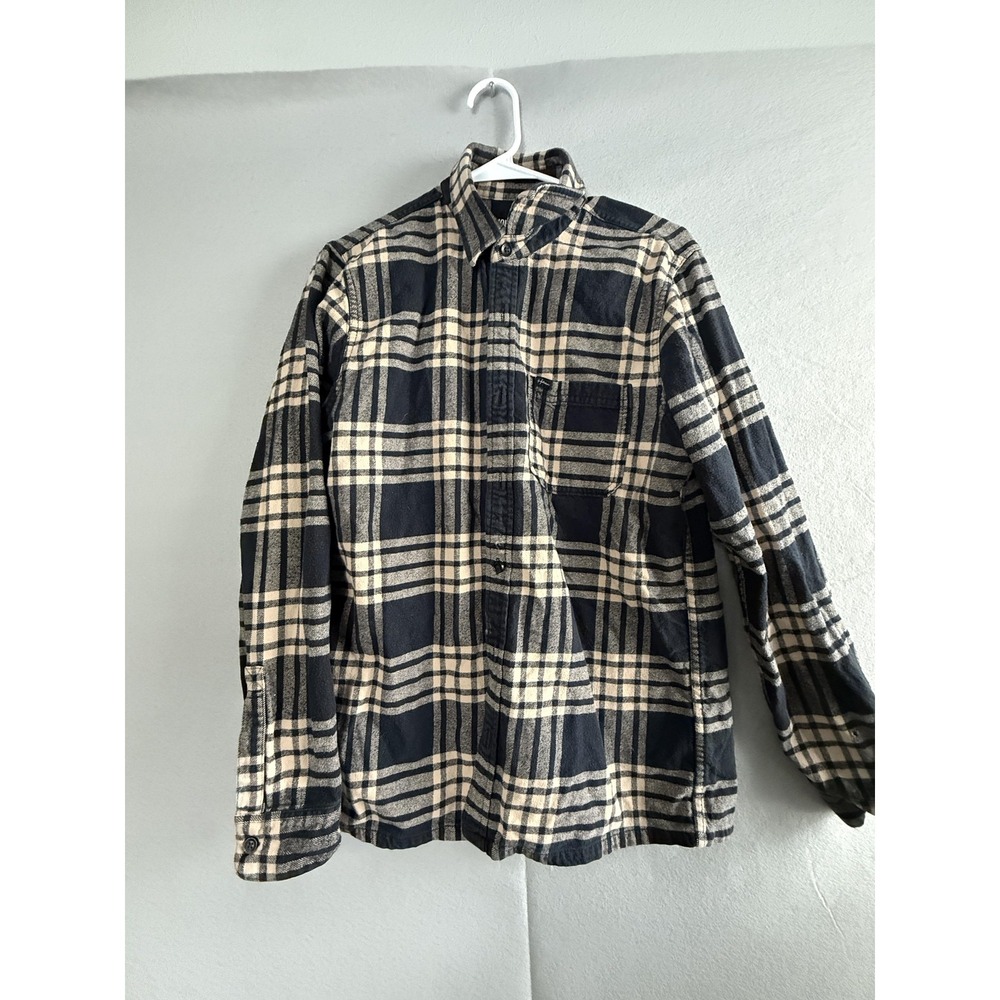 Hollister Shirt Mens Medium Navy Plaid Flannel Button Down Long Sleeve Casual